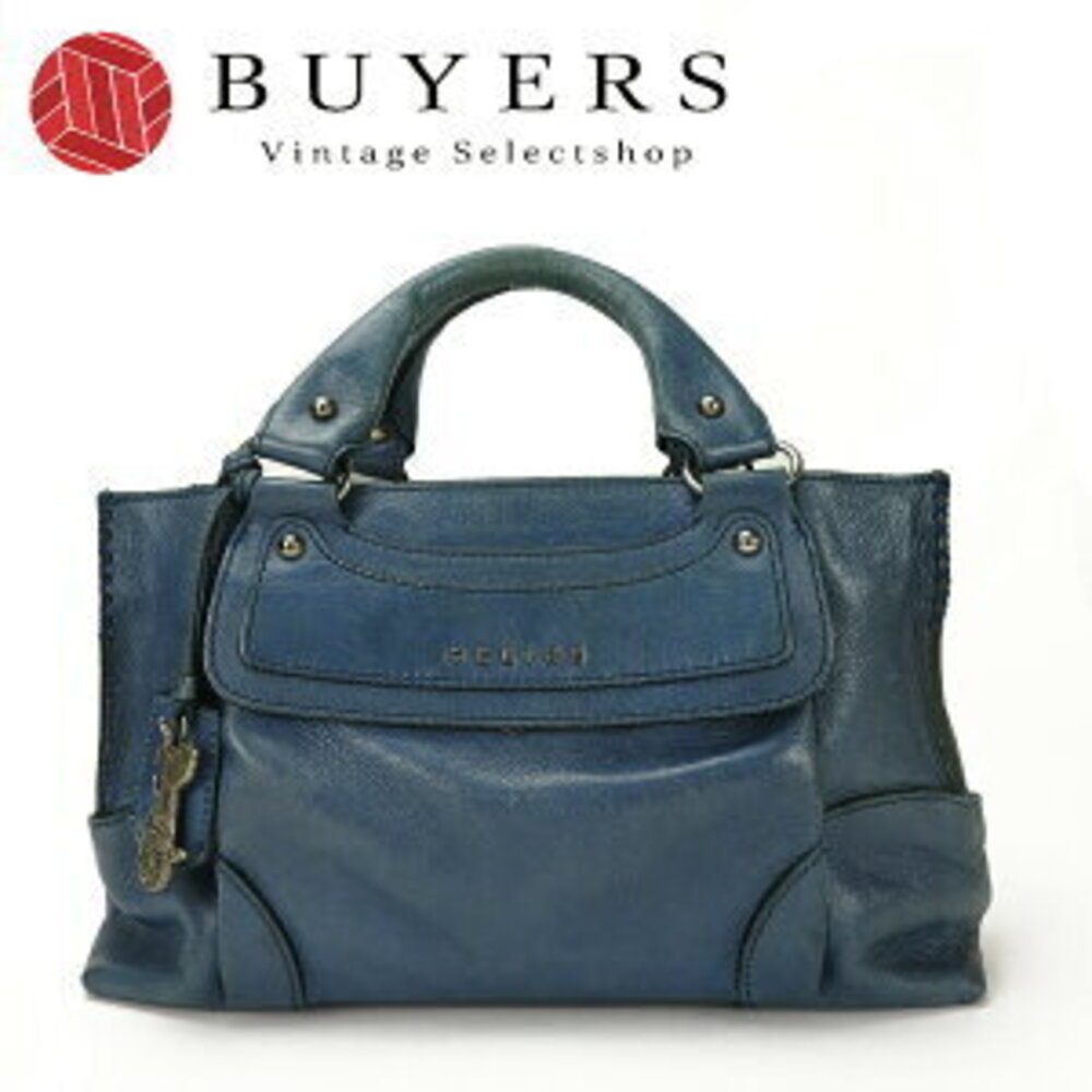 CELINE Boogie Bag Handbag Leather Keyring Charm Blue Hand